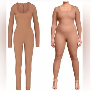 SKIMS All-In-One Scoop Neck Long Sleeve Jumpsuit - Sienna size XXSmall